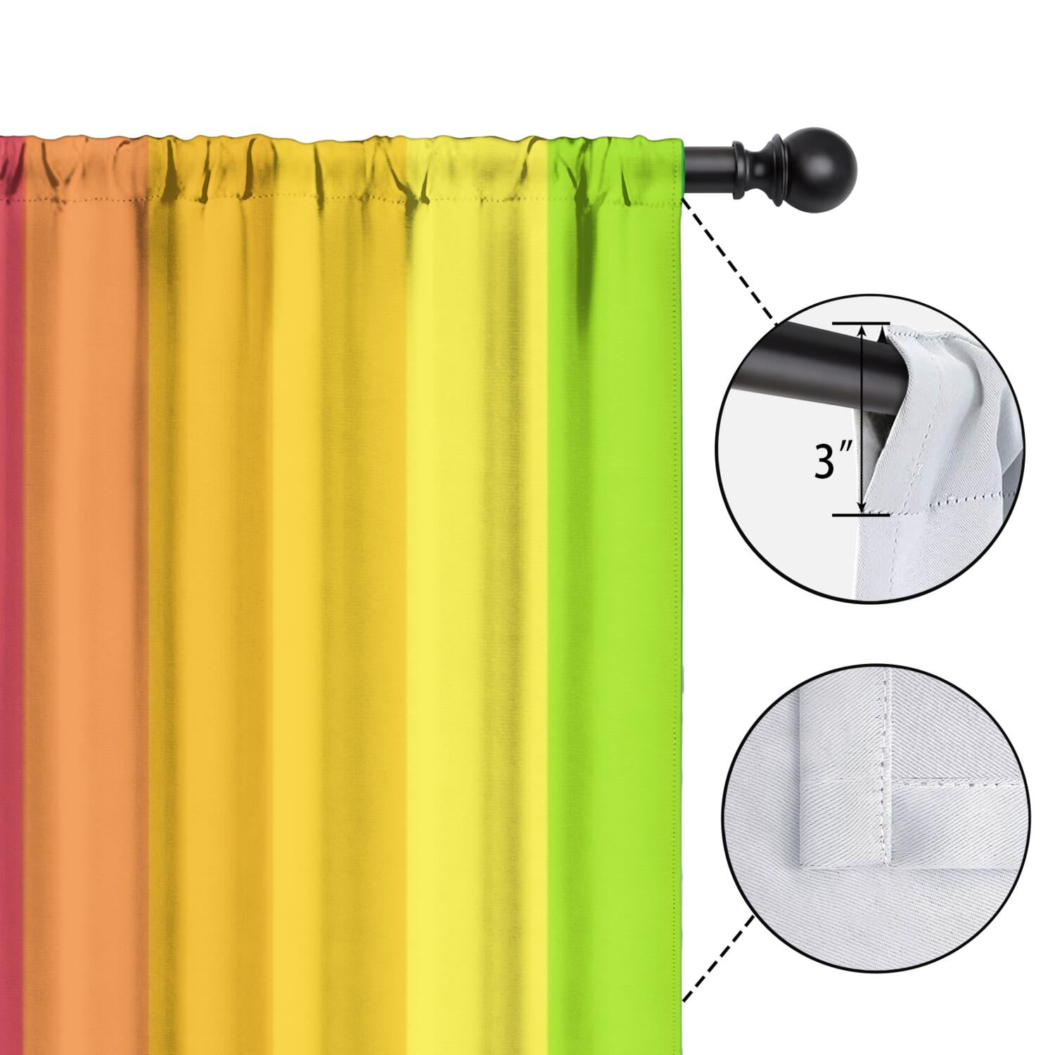 Colored Rainbow Window Curtains, Abstract Rainbow Perspective Background Window Treatments Weather Happiness Nature Concept Blackout Window Drapes for Boy Girl Playroom Bedroom Living Room 84x84in