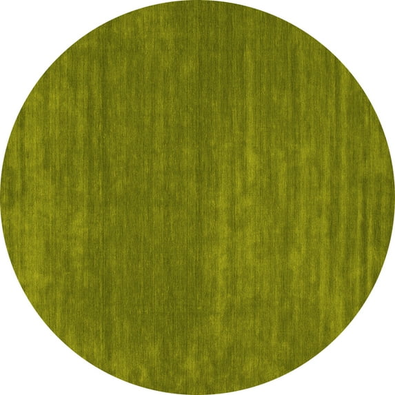 Ahgly Company Machine Washable Indoor Round Abstract Yellow Contemporary Area Rugs, 6' Round