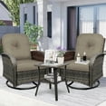 thumbnail image 2 of Outdoor Swivel Rocker Patio Chairs Set of 2, 3-Piece 360-Degree Wicker Patio Bistro Set Chairs with Cushions, Glass Tablefor Garden, Patio, Brown., 2 of 7
