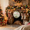 thumbnail image 2 of Welcome Sign for Front Door, Merry Christmas Round Metal Wall Art Wreaths, Xmas Winter Pine Needles Berries Wood Outdoor Indoor Wall Hanging Sign for Porch Decor Housewarming Gifts 7.9 Inch, 2 of 8
