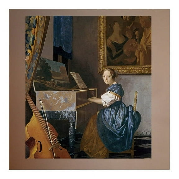 Wallhogs Vermeer A Young Lady Seated at a Virginal (1670) Poster Wall Mural