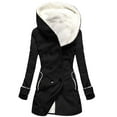 thumbnail image 2 of Womens Winter Jacket Velvet Double Breasted Hooded Solid Color European And American Mid Length Women's Solid Color Temperament Commuting Jacket Coats for Girls on Clearance, 2 of 3