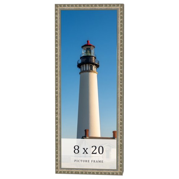 8x20 Frame Silver Solid Wood Picture Frame Width 1.125 Inches | Interior Frame Depth 0.375 Inches |