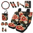 thumbnail image 2 of XYZCANDO Beautiful Flowers Trash Can Car Coasters Handbrake Cover Lipstick Cover Keychain Fender Cover Seat Belt Cover Armrest Cover Steering Wheel Cover Car Cushion Cover Colorful, 2 of 7