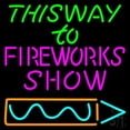 thumbnail image 1 of This Way To Show Fire Work 2 LED Neon Sign 16 x 16 - inches, Clear Edge Cut Acrylic Backing, with Dimmer - Bright and Premium built indoor LED Neon Sign for special occasion decor., 1 of 7