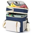 thumbnail image 1 of Lunch Box BAGNN, bolsa térmica grande con aislamiento de 16 litros, azul y blanca, 1 of 9