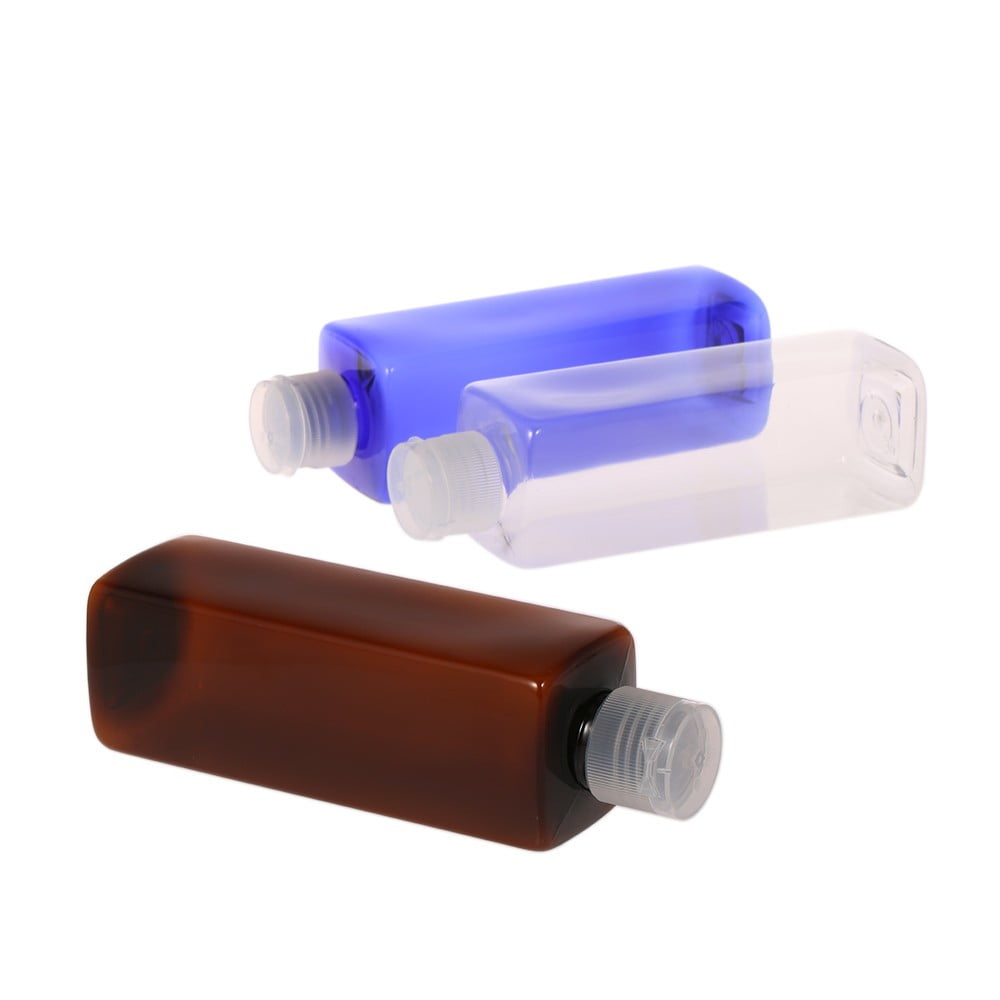 250ml Empty Plastic Square Bottles Refillable Bottle with Flip Cap for Shampoo Lotion Cream