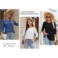 thumbnail image 5 of MOYIKO 3/4 Length Sleeve Womens Tops Round Neck T Shirts Pleated Tunic Summer Blouses Dressy Casual, 5 of 7