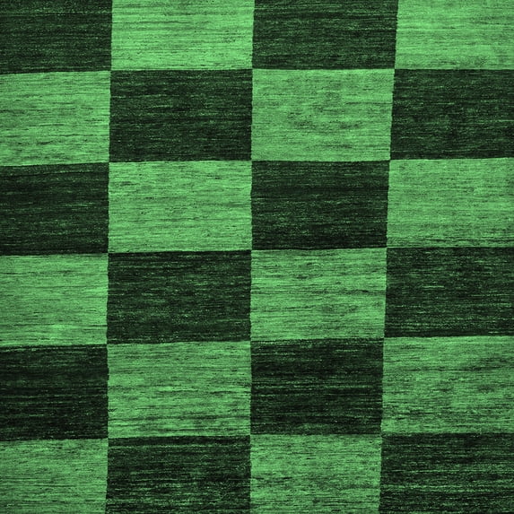 Ahgly Company Indoor Square Checkered Emerald Green Modern Area Rugs, 7' Square