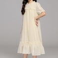 thumbnail image 6 of Tween Girls Lace Swiss Dot Midi Dress A-Line Church Dress Beige Short Puff Sleeve Ruffled Hem Kids Girls Size 8-14,Size 13 T, 6 of 9