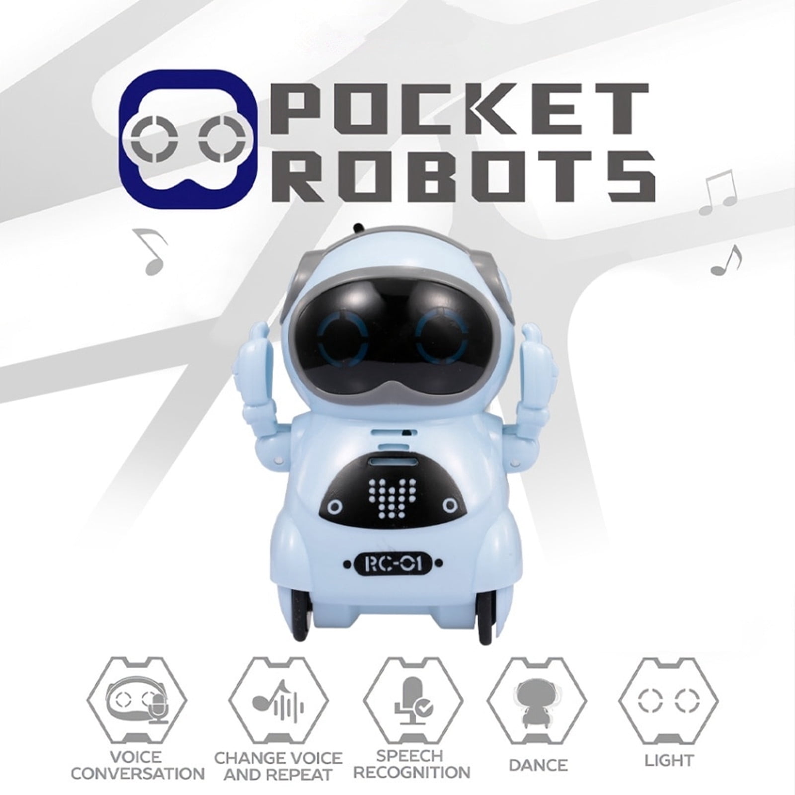 CQCYD Interactive Talking Robot forKids, Voice Recognition RC RobotToy, Mini Pocket Robot with Singing Dancing Storytelling Functions, Educational SmartToyGift for BoysGirls