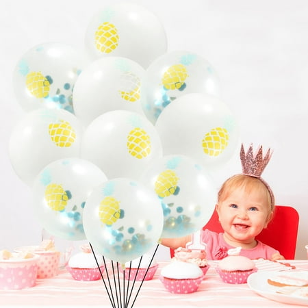 LABSERRON Hawaii Party Balloon Set 10Pcs Pineapple Balloons Latex Assorted Color For Garden Party