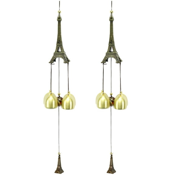 icolorfuled 2pcs Vintage Iron Tower Design Wind Chime with Creative Pendants for Garden Bell Hanging Decor at Scenic Spot Home Monolayer Tower