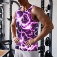 thumbnail image 5 of Gukieu Blue Lightning Print Men's Quick Dry Fitness Vest, Round Neck Sleeveless Fitness Bodybuilding Top-3X-Large, 5 of 7