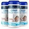 Care Touch CPAP Mask Cleaning Wipes - Unscented | 3 Packs of 70 Unscented Cleaning Wipes for CPAP Masks (210 Total) | Made in The USA