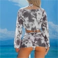 thumbnail image 5 of ZQGJB 4 Piece Bikini Sets for Women, High Cut Tie Dye Swimsuits, Sexy Bathing Suits with Long Sleeved Front Tie Knot Top and Skirt Bikini Set(Black,M), 5 of 9