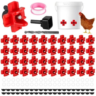 40PCS Horizontal Chicken Water Nipple Kit, Automatic Poultry Water Feeder, Outdoor Leakproof Waterer for Water Buckets Chicken Coop