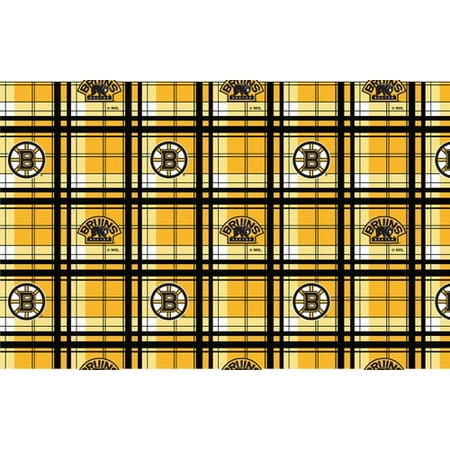 Boston Bruins Plaid Fleece Fabric Design-Sold By The (Best Fabric Stores In Boston)