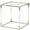 Silver Cube Shaped Solid Square 19" x 19" x 20", variant on DecMode 46" x 19" Silver Metal Open Framed Coffee Table with Clear Glass Top and Acrylic Legs, 1-Piece