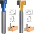 thumbnail image 2 of 2 Pack 6.35mm Shank T-slot Router Bits For Wood Screw Holes T-slot Woodworking Countersink 3/8" & 1/2" T-slot Router For Hex Bolt For Woodworking Blue, 2 of 5