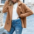 thumbnail image 5 of Ecqkame Women's Coat Fleece Jacket Sherpa Fuzzy Faux Shearling Lapel Zipper Casual Winter Warm Oversized Outwear Brown S, 5 of 9