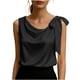 thumbnail image 1 of Tops Casuales sin Mangas para las Mujeres Elegante Satén Encaje Blusa, Tanque de Verano de Color Sólido para el Uso Diario, 1 of 7