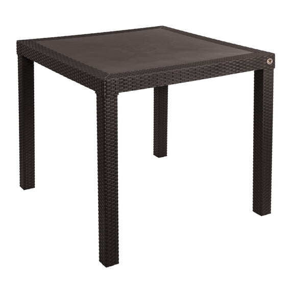 Mesa Cuadrada Desarmable La Ardilla Estilo Rattan Para Interiores y Exteriores Chocolate Oscuro