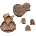 thumbnail image 2 of Guitar Accessories Wooden Guitar Pick Wooden Guitar Pick Box And Picks Guitar Pick Plectrum Storage Box One Box + Three Picks, 2 of 4