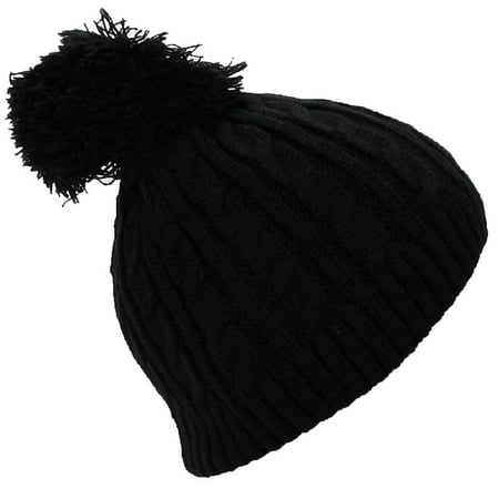 Best Winter Hats Little Girls Tight Cable Knit Skull Cap W/Pom (One Size) -