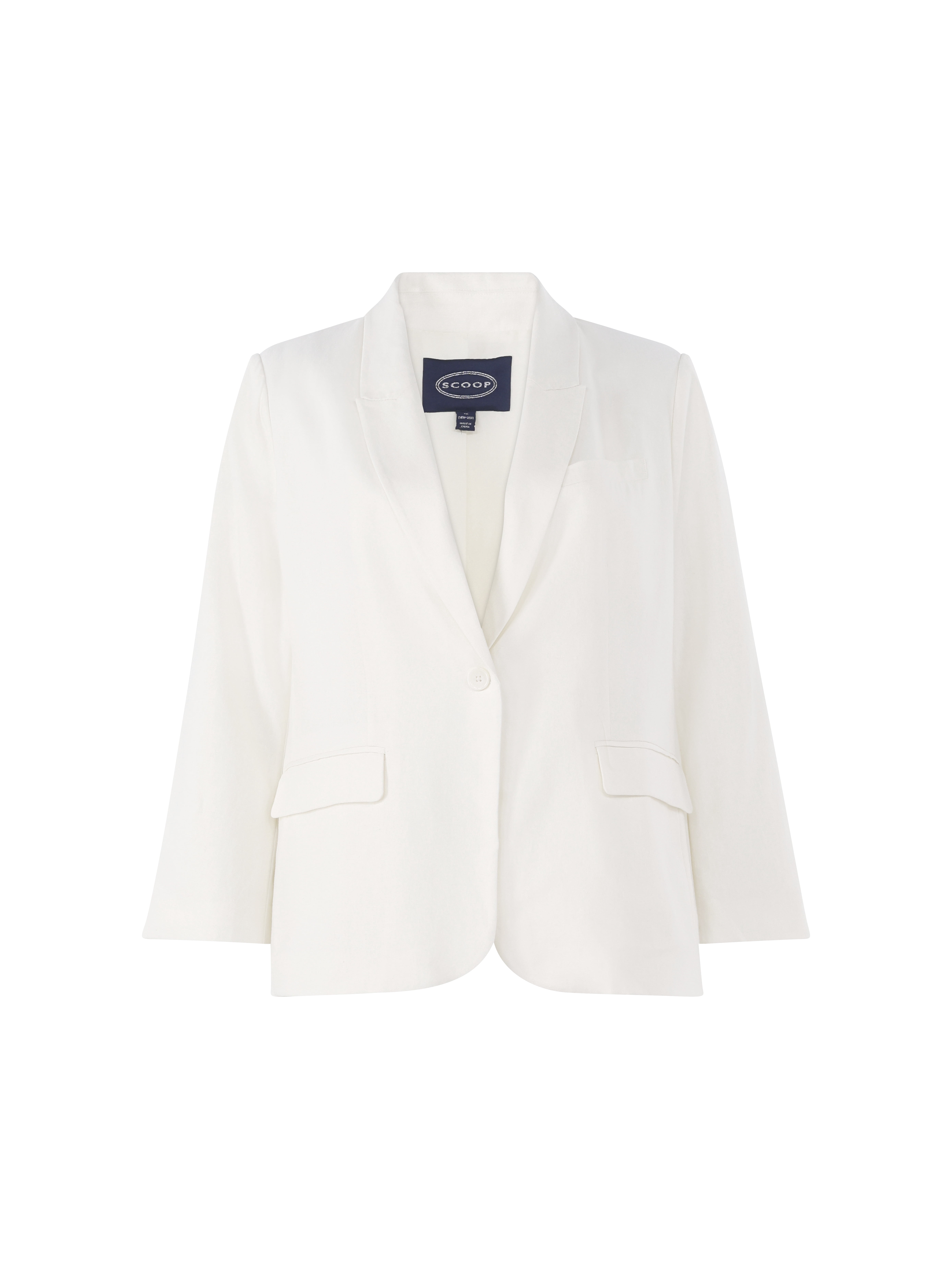 Scoop Women's and Women's Plus One Button Linen Blend Blazer, Sizes XS-4X