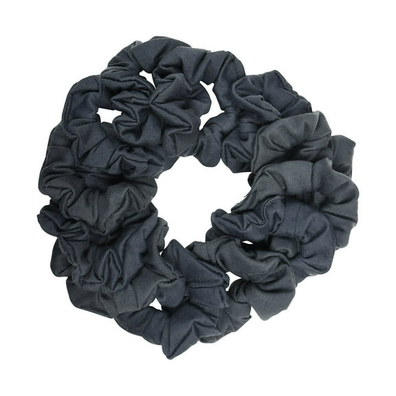 Motique Accessories 12 Pack Solid Hair Ties Scrunchies (Dark Grey)