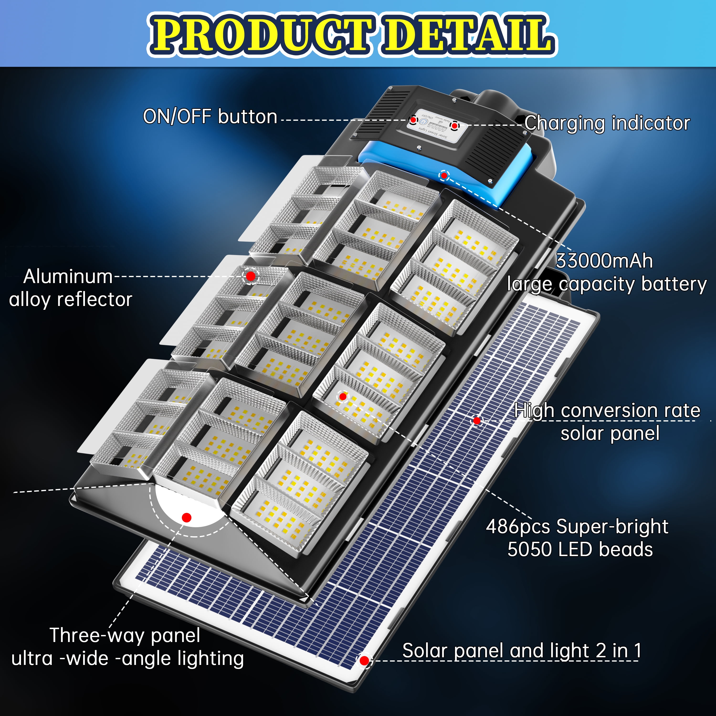 Solar Street Lights Outdoor,680000LM High Lumen Parking Lot Lights Commercial,Waterproof Solar Security Flood Lamps with Motion Sensor