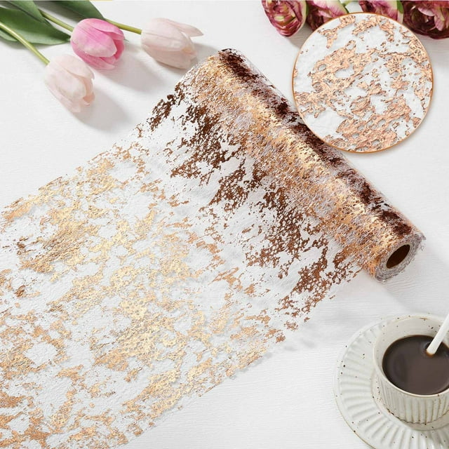BAOPAI Luxurious Hot Foil Mesh Table Runner Suitable for Holiday Parties Wedding Decorations and Special Events Durable and Versatile Design