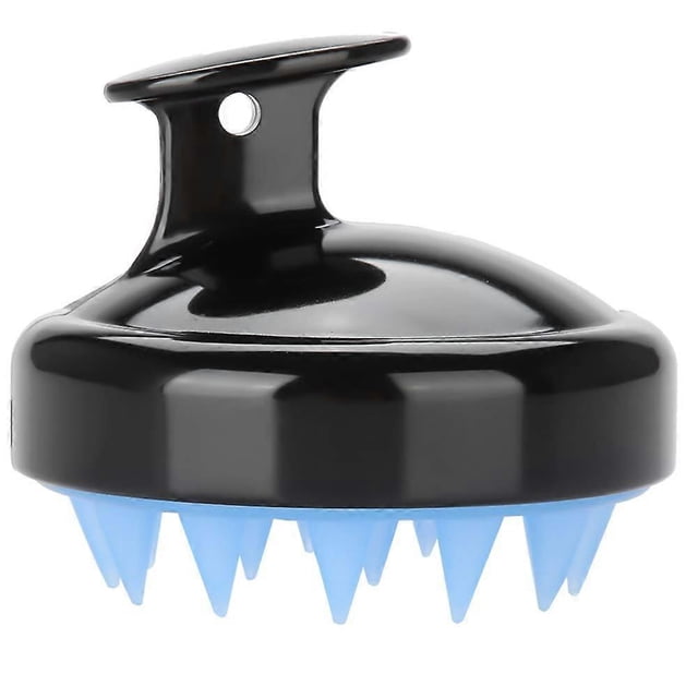 Cepillo masajeador de cuero cabelludo de silicona negra para el cabello y el cuero cabelludo, ideal para la ducha, para un masaje suave y un cuidado óptimo.