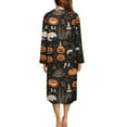 thumbnail image 2 of Xoenoiee Pumpkin Castle Moon Star Print Zipper Robes for Women Halloween Long Sleeve Housecoat Soft Nightgowns Sleepwear Crew Neck House Dresses with Pockets, Size XL, 2 of 7
