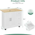 thumbnail image 3 of Sobaniilo Rolling Kitchen Island Cart with Folding Drop Leaf Breakfast Bar, Portable Trolley Island with Large Storage Cabinet, Shelf and Drawer, White, 3 of 7