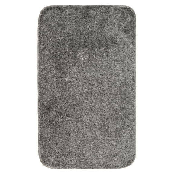 Garland Rug Traditional Washable Nylon Medium Gray Bath Rug, 30" x 50"