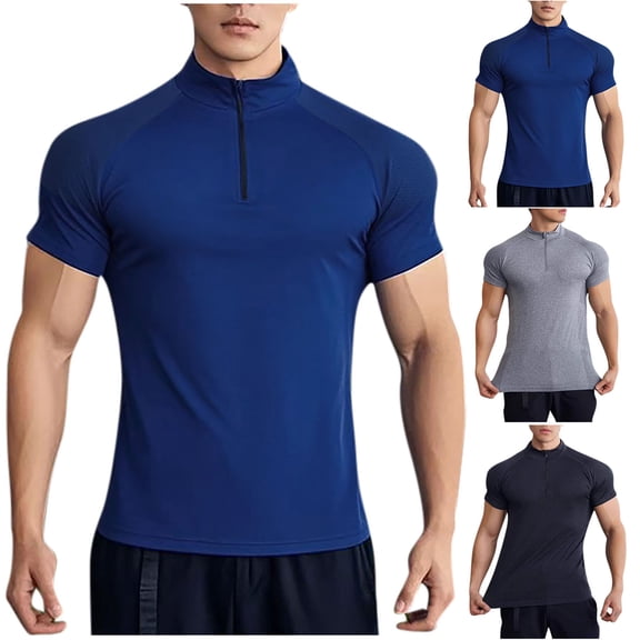 Men's Summer Solid Casual T-Shirt Crewneck Short Sleeve Sports Fashion Top Daily Gym Workout Essential | JASKFLY,Black L