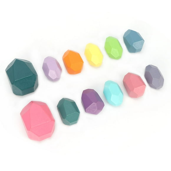 Wooden Rock Balancing Blocks, Color Recognition Enhancement Hands On Skills Imagination Cultivation Stone Blocks For Children For Home