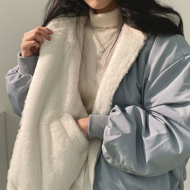 Thickened Double-sided Wear Corduroy Parkas Thin LightLong Sleeve Hooded Warm Woman Jacket Lady Overcoat Autumn Winter