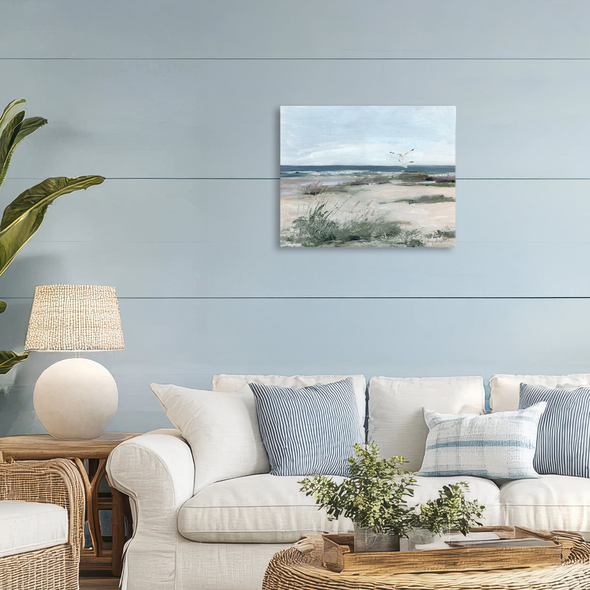 Stupell Industries Seagull Pair over Waves Canvas Wall Art, design by Sally Swatland