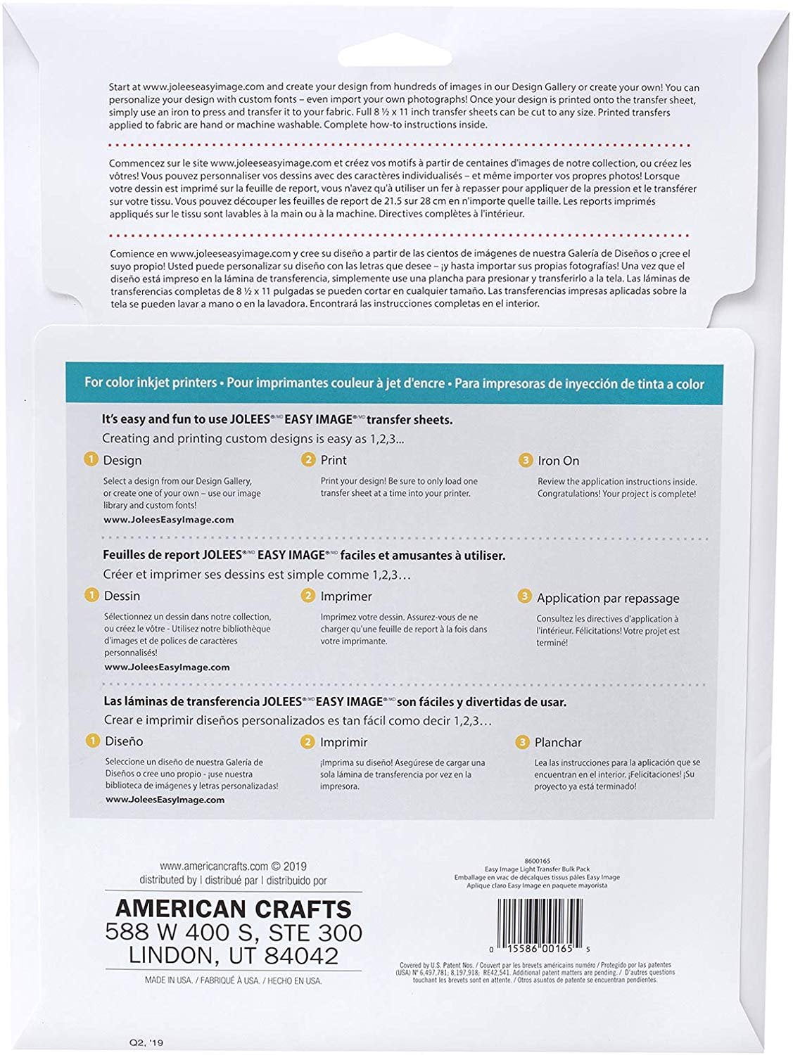 American Crafts Jolee's Boutique Easy Image Transfer Sheets Light, 24 Pieces 8.5" x 11"