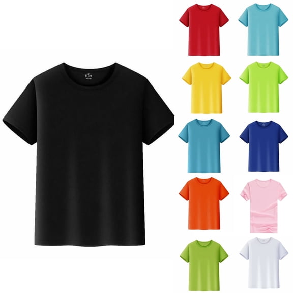 Gerichy Boys Graphic Tees Kids T Shirts Short Sleeve Plain Top Tees Boy & Girl Unisex Toddler Children Crew Neck T Shirt Toddler Boys Solid Short-Sleeve Tee Shirts Crew Neck T-Shirt for Boys Girls