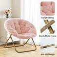 thumbnail image 5 of Beddle Saucer Chair for Adults Faux Fur Folding Bedroom Chairs,Pink, 5 of 8