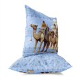 thumbnail image 2 of Camel Caravan Throw Pillow in Blue 16 x 16, 2 of 4