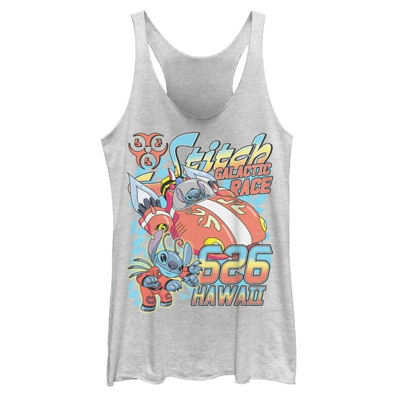 Womens Lilo & Stitch Hawaiian Galactic Race Racerback Tank