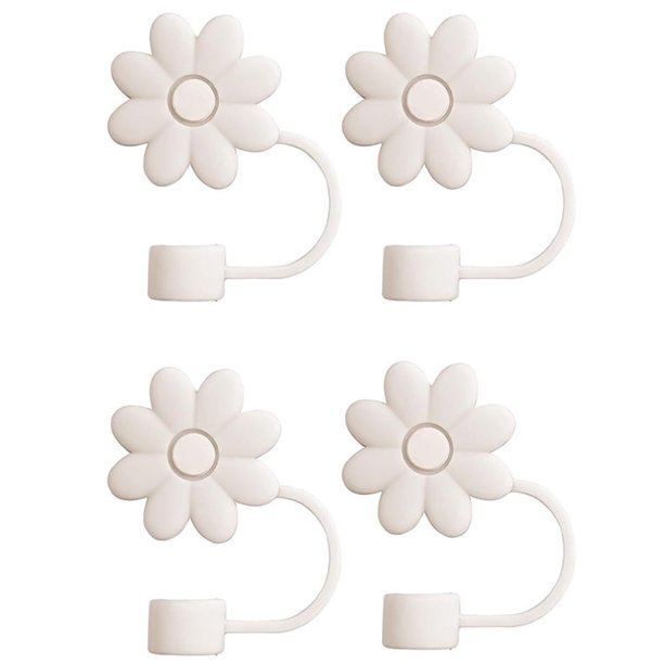 Cubiertas de paja Wdftyju flores adorno de paja 10mm 4 piezas blancas