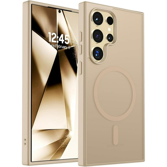 Magnetic for Samsung Galaxy S24 Ultra Case(Compatible with MagSafe) (Military Grade Drop Protection) Slim Translucent Shockproof Phone Case,Pink Gold