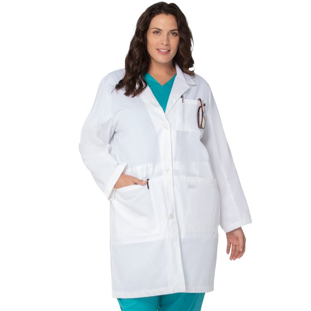 Landau 5 Pocket Lab Coat for Women - Classic Relaxed Fit, Full Length, 3 Button, 2 Notebook Computers Pockets 3165