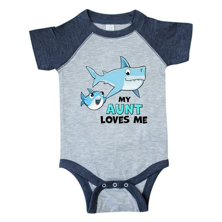 

Inktastic My Aunt Loves Me with Cute Sharks Gift Baby Boy or Baby Girl Bodysuit